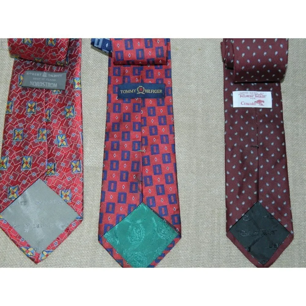 Lot 3 Neckties Robert Talbott Nordstrom Tommy Hilfiger‎ Red Blue Geometric